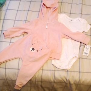 Carters- 3 pc baby girl bear lil jacket set